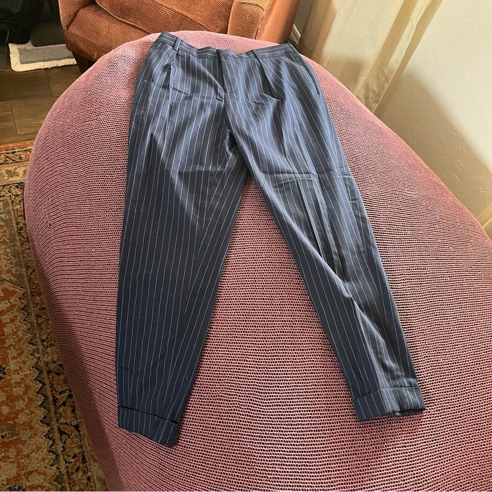 Topman Blue Striped Dress Pants